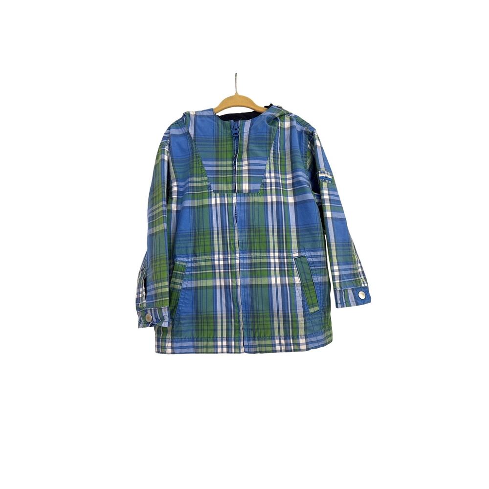 GAP Windbreaker Plaid Lightweight Waterproof Full Zip Rain Jacket Size Youth 4